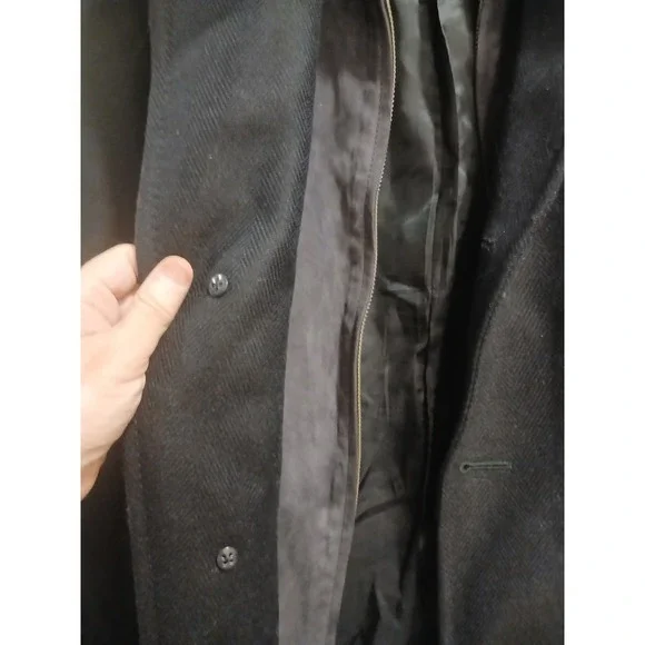 Faconnable Mens 52R (44 US) Regular Black Wool Cashmere Overcoat Italy - Picture 3 of 14
